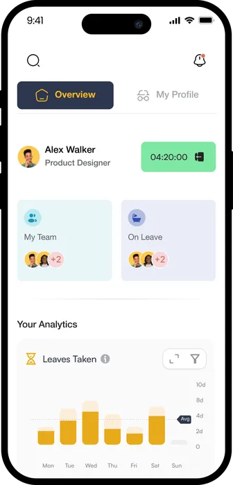 Lucy HR mobile overview screen